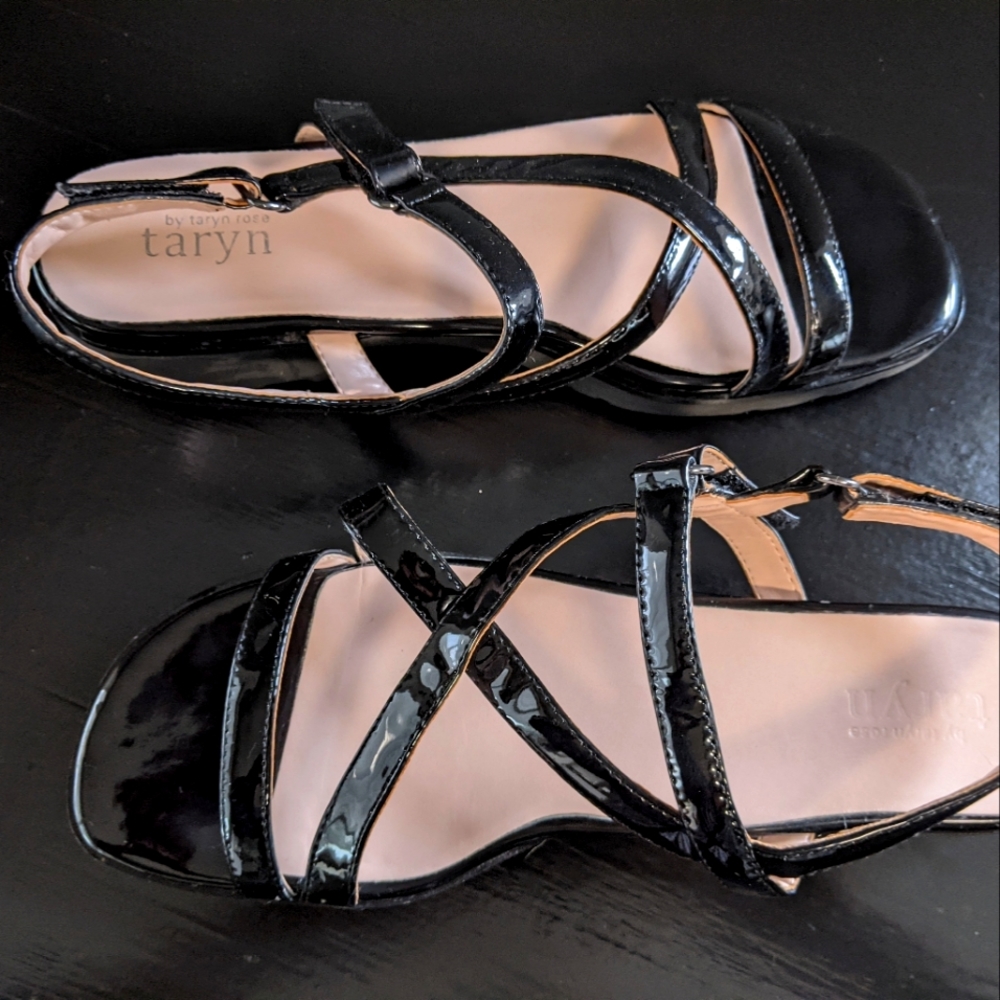 Black Patten Leather Sandals